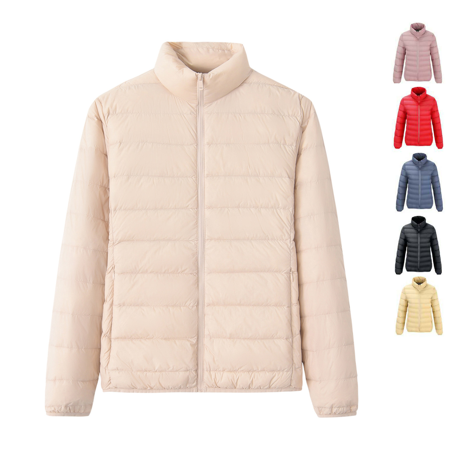 Light down jacket woman short style light slim standout collar minimalist white duck suede blouse winter coat 2022 new