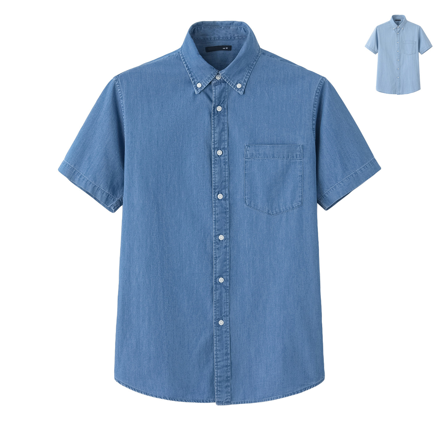 Men's Short Shirts Washed Products Short Sleeve Summer Men's Cotton Denim Short Sleeve Shirts Cotton Half Sleeve Shirts Off