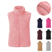 Outdoor fleece vest womens spring and Autumn thickened fleece vest windproof warm double-sided wool waistcoat velvet jacket