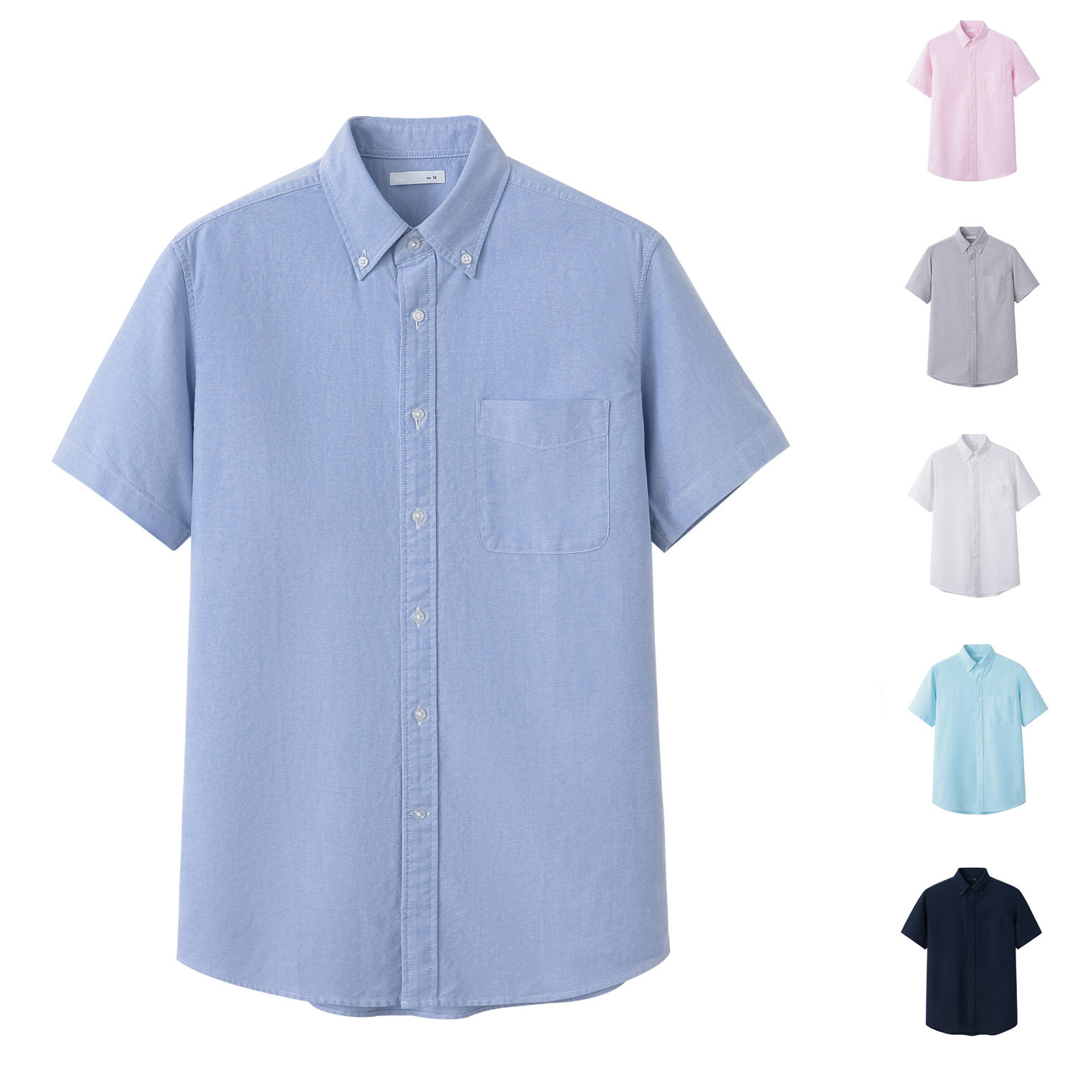 Summer men short sleeve shirt pure cotton Oxford spun half sleeve inch shirt pure color shirt casual white shirt workwear