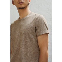 4-color VINTAMERI heavy weight 220g pepper salt short-sleeved Xinjiang long-staple cotton round neck three-needle T-shirt men and women