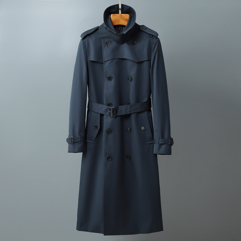 2026 Autumn/Winter New High-End Luxury Men's Long Double-Breasted Trench Coat Waterproof Business Cotton Overcoat