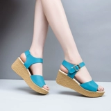 Летние сандалии на платформе, высокие туфли для матери, из натуральной кожи, большой размер