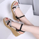 summer sandals wedge thick-soled 33 small size 34 medium-heel Roman open-toe students shoes 41 large size 42 platform-soled shoes women's shoes