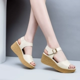 Летние сандалии на платформе, высокие туфли для матери, из натуральной кожи, большой размер