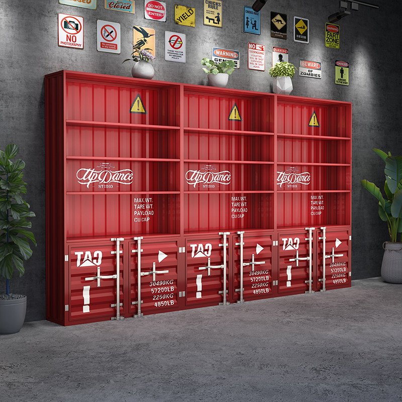 Container display cabinet product display cabinet shelf display rack industrial style creative rack shop retro wine cabinet