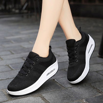 Womens shoes 2021 spring and summer new mesh muffin rocking shoes thick-soled height-increasing rocking shoes sports casual shoes