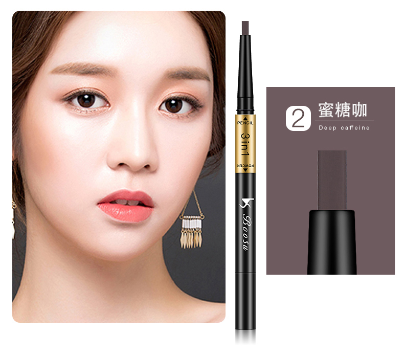 Lông mày bút chì lông mày bột với lông mày bàn chải ba trong một bền không thấm nước và mồ hôi- bằng chứng màu nâu cà phê màu xám nhuộm lông mày kem chì kẻ mày