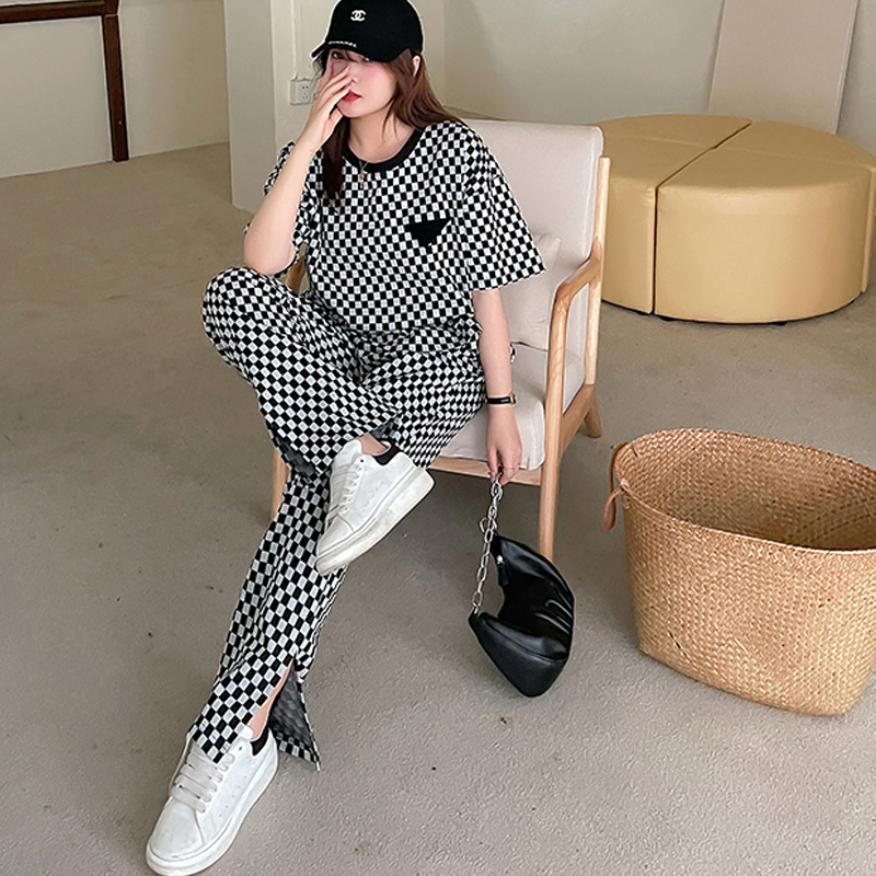 Fat Son Clothes Woman Loose Fashion Suit Fat Sister Wearing Dress Big Size Dress Woman Outfit 2022 New Broadlegged Pants