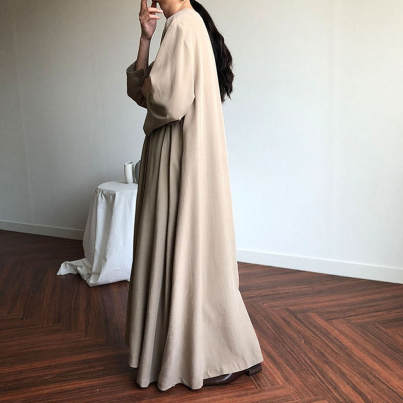 (Muzly) Korean ins cold wind loose oversize niche retro simple long dress women