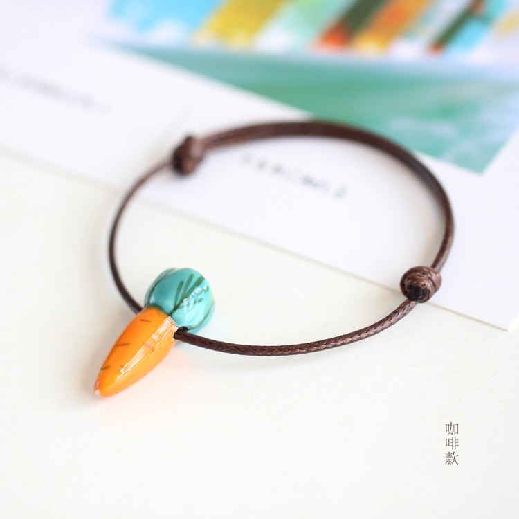 Dễ thương nhỏ tươi thủ công gốm cà rốt vài vòng đeo tay thời trang pop sinh viên quà tặng trang sức 210 đá thạch anh tóc vàng