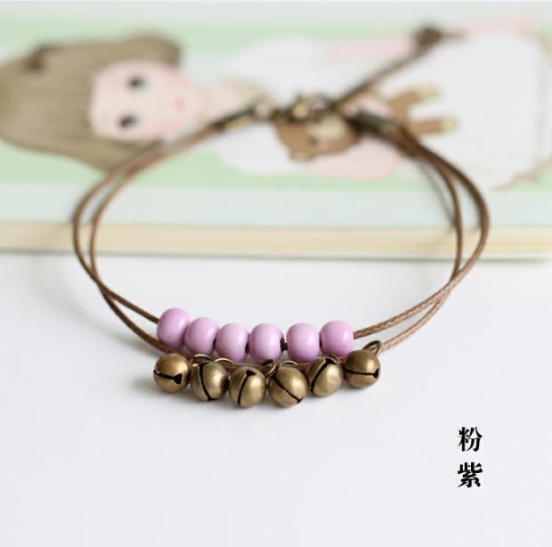 [khí chất làm đẹp] Thời trang Hàn Quốc hai lớp vòng chân gốm đơn giản vòng tay handmade đặc biệt thủ công 57 - Vòng chân lắc chân nữ titan