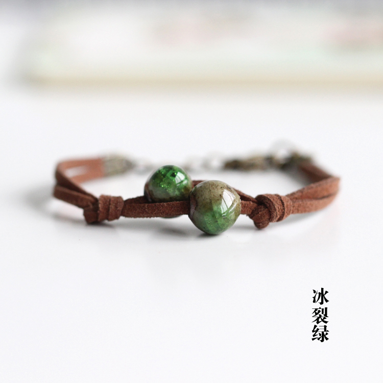 Sáng tạo [đôi ở lại bay đôi] gốm thủ công DIY bện nhỏ vòng tay gió quốc gia đồ trang sức đôi 38 vòng gỗ huyết long