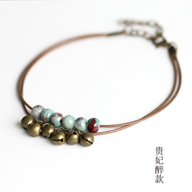 [khí chất làm đẹp] Thời trang Hàn Quốc hai lớp vòng chân gốm đơn giản vòng tay handmade đặc biệt thủ công 57 - Vòng chân lắc chân nữ titan
