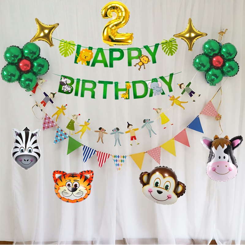 Male Girl Party Children Cartoon Birthday Placement Balloon Room Background Wall Decoration Baby Catch of the Groveling Body supplies