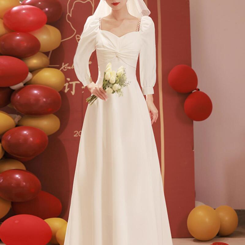 French-Style Mini Dress Can Be Worn Casually, Engagement Dress, White Dress for Marriage Registration, Light Wedding Dress, Winter Long-Sleeved Dress