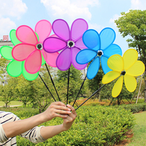  Hot sale childrens handheld toy single-layer six-color cloth windmill Kindergarten small gift outdoor rotating garden decoration