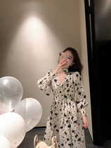 Spring 2022 new cold wind womens high-end floral chiffon dress can be salty or sweet fried street long skirt