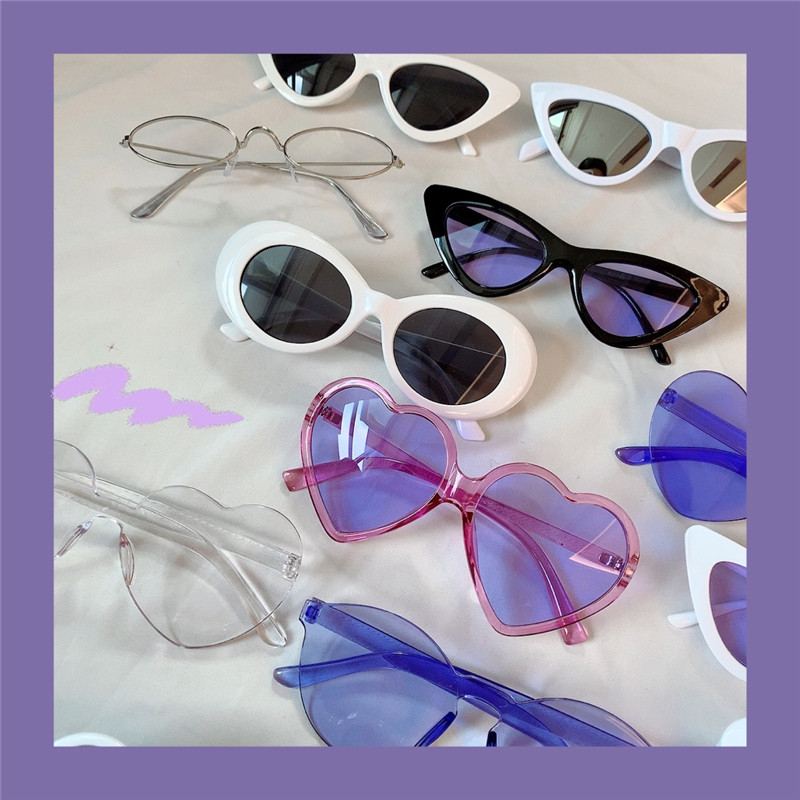 Vintage sunglasses Port wind European and American retro photo cat eye sunglasses Purple line couple concave shape female collocation