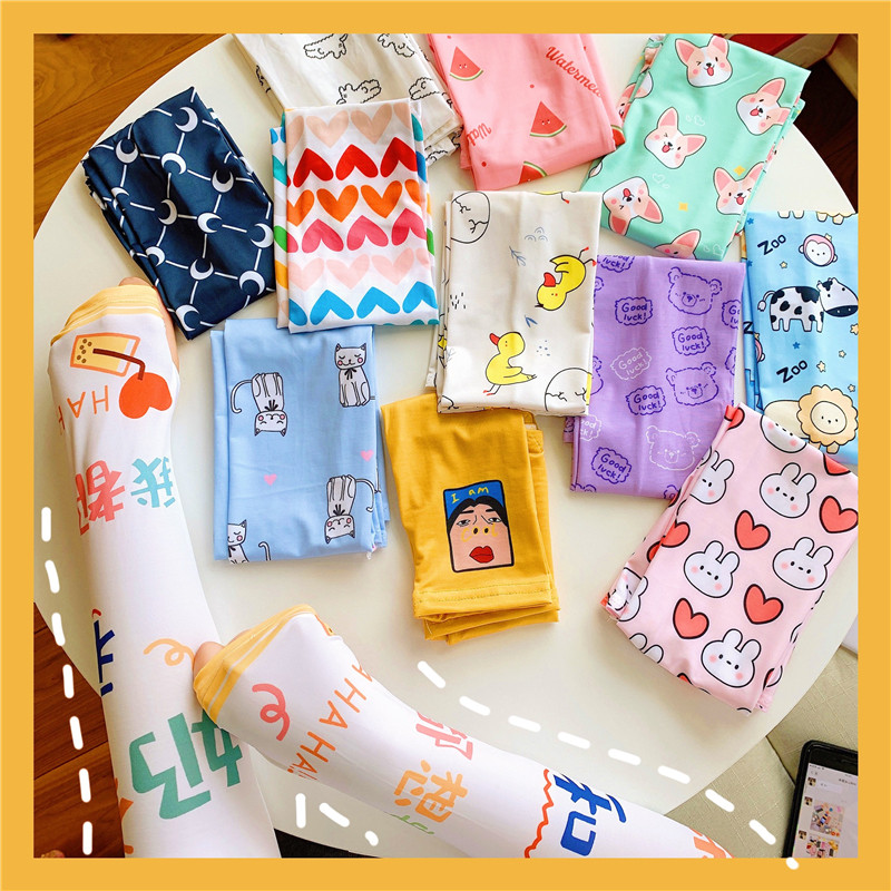 Net red ins ice sleeve sunscreen female cute ice silk sleeve Korean arm guard sleeve driving summer thin wild gloves