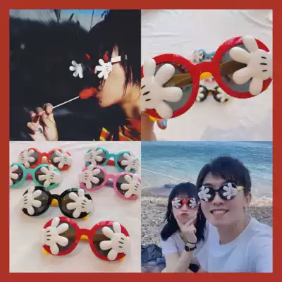 Dou Jingtong same sunglasses children's palm flap HD polarized soft silicone sunglasses cute Mickey glasses glasses
