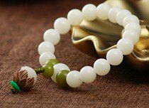 Natural white jade Bodhi root hand string female bracelet Lotus high density Bodhi child Buddha beads hand string transfer beads