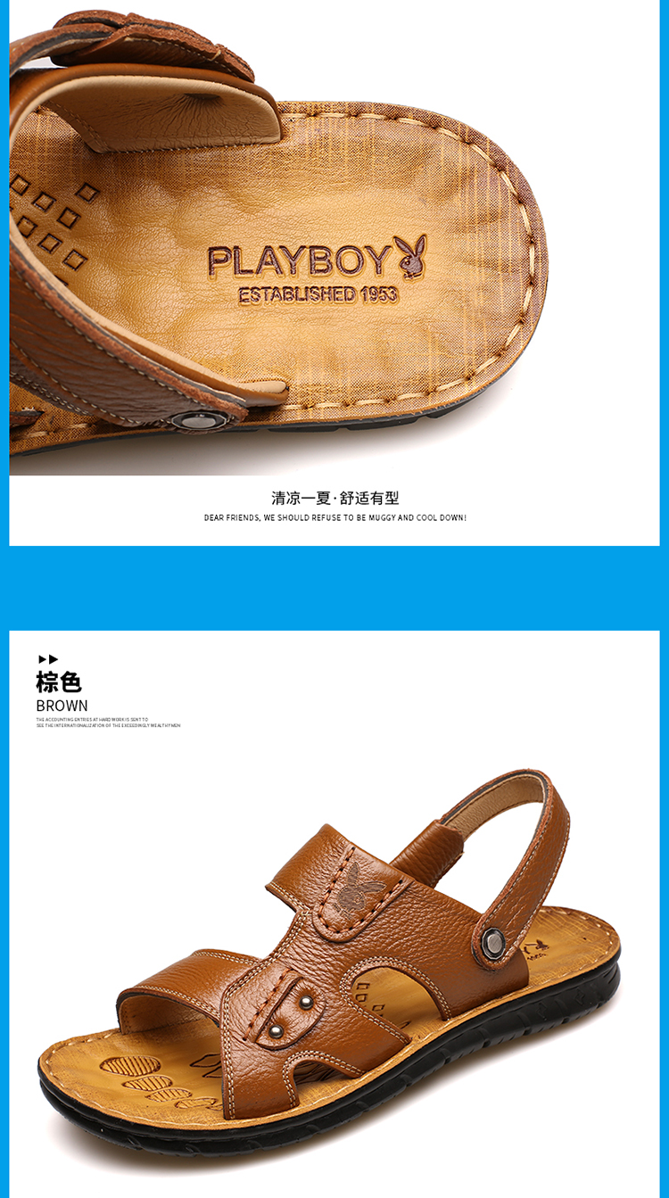 Playboy sandal nam 2018 mới hè nam đi biển đi giày da mang dép hở ngón và dép nam sandal adidas nam