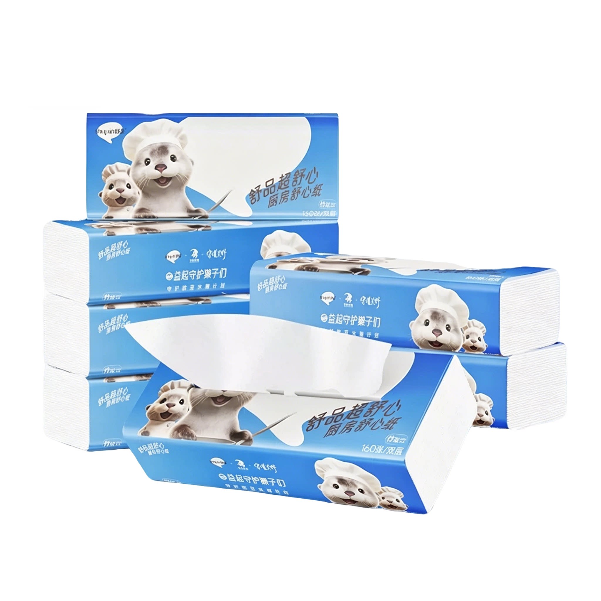 惠高洁&舒品厨房抽纸2层一包160张一提三包大张厨房专用纸吸油纸