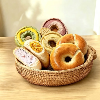 麦酥园全麦贝果粗杂粮面包【低GI】高蛋白全谷物控脂健身代餐早餐