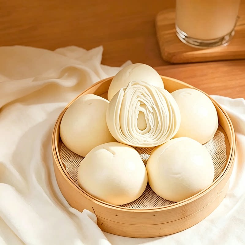圣牧奶皮子千层馒头早餐加热即食山东老面馒头牛奶和面625g/4个