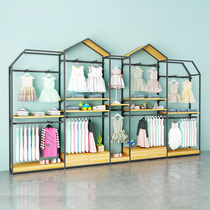High-end childrens clothing store display stand Floor-standing shop childrens clothing display rack 2021 latest version of the creative showcase