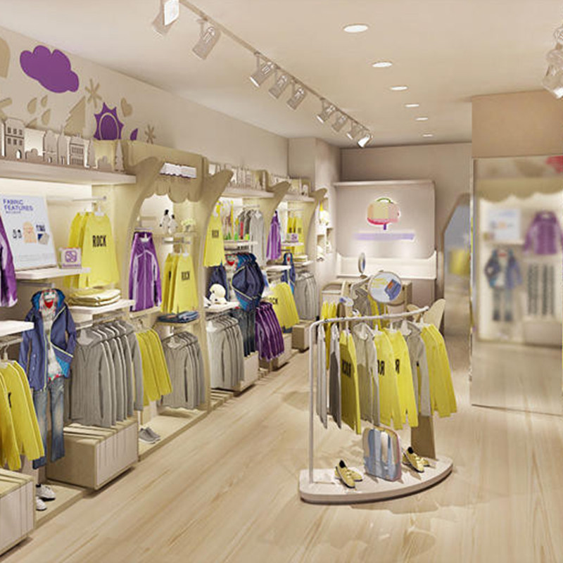 Children's clothing store creative wooden shelf clothing store display rack display rack upper wall floor-to-ceiling cartoon children's hanger