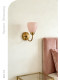 French Romantic Pink Glass Wall Lamp, Iron Art Light Luxury Living Room, Bedroom, Dining Room Wall Lamp, Warm Princess Room Lighting Fixtures