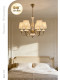 Dige French-Style All-Copper Living Room Chandelier, Ceramic American Retro Bedroom Living Room Dining Room Chandelier, Creative Bedroom Chandelier