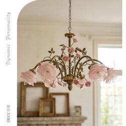 French-Style All-Copper Rose Flower Chandelier, American Retro Living Room and Bedroom Romantic and Beautiful Pastoral Vintage Dining Room Chandelier