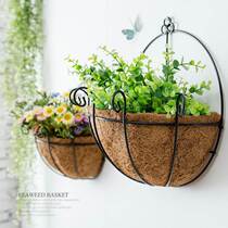 Simple woven hanging basket orchid wall hanging flower pot style creative hanging flower basket decoration wicker rattan green plant wall hanging