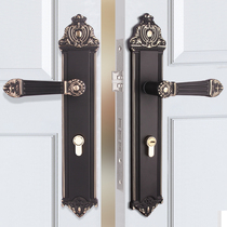  Double open door lock open door lock solid wood door lock household European-style door lock indoor bedroom room door lock three-piece set