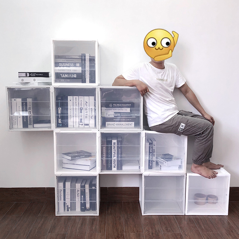 38 wide open door bookcase slit multi-layer toy model storage cabinet DIY assembly bookshelf plastic storage cabinet