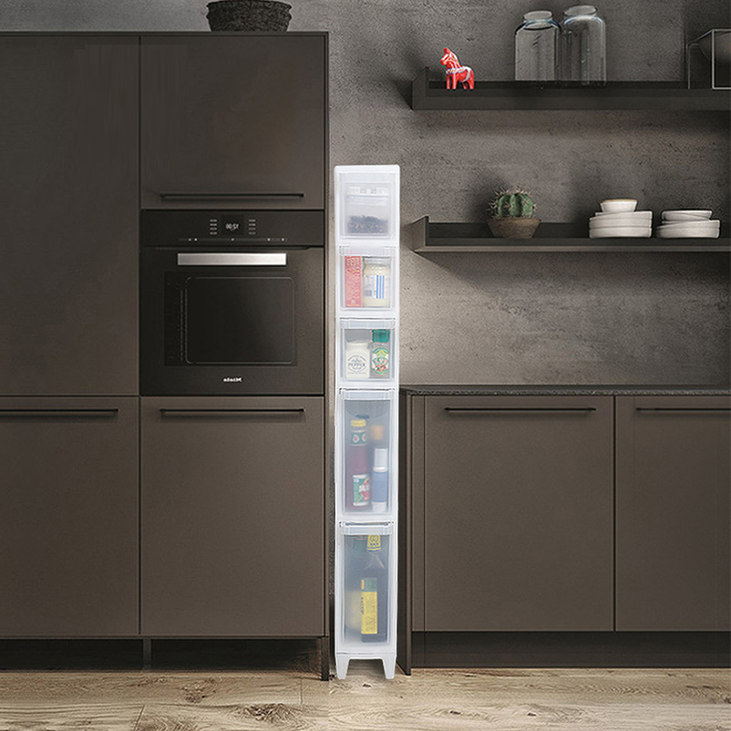 14CM kitchen slit storage cabinet with drum wheel mobile narrow cabinet refrigerator gap storage cabinet 20CM wide storage rack