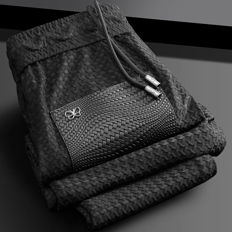 Light Luxury Ice Silk Houndstooth Casual Sports Pants for Men, Summer Thin Elastic Slim Fit Breathable Quick-Dry Men's Sweatpants Light Luxury Ice Silk Houndstooth Casual Sports Pants for Men, Summer Thin Elastic Slim Fit Breathable Quick-Dry Men's Sweatpants