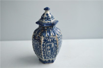 Antique porcelain crafts ornaments vase home furnishings antique porcelain eight-sided blue and white cans