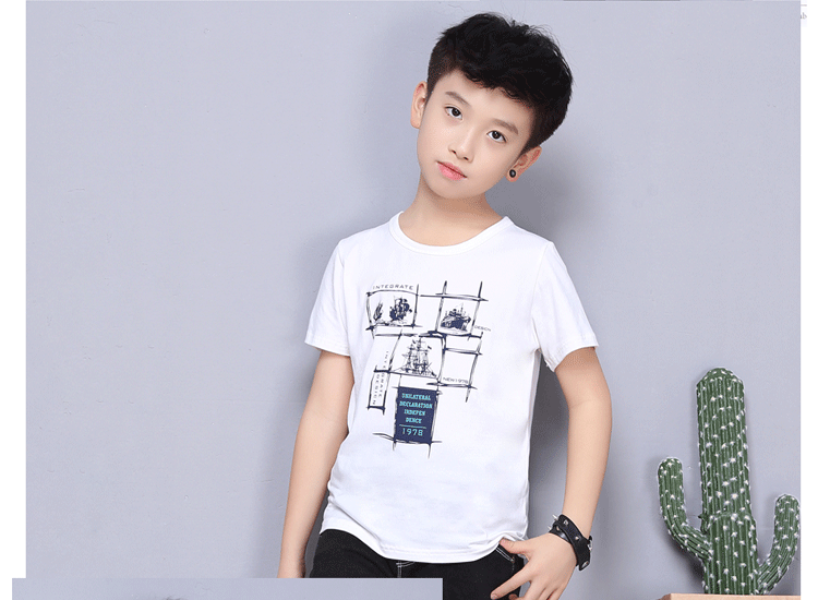 [Đặc biệt hàng ngày] Áo phông ngắn tay cho trẻ em mùa hè Áo sơ mi nam cổ tròn cho trẻ em trong phần lớn cotton mỏng shop đồ trẻ em