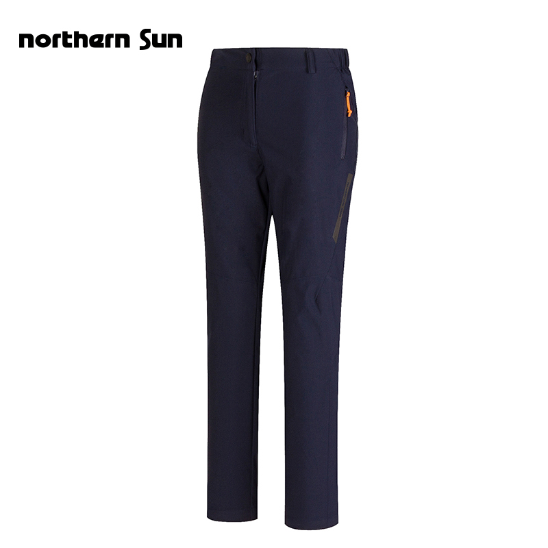 Noth Mountain Outdoor Female autumn winter elastic thin section Soft shell reflective strips Long pants waterproof and warm flush pant mountaineering 7722