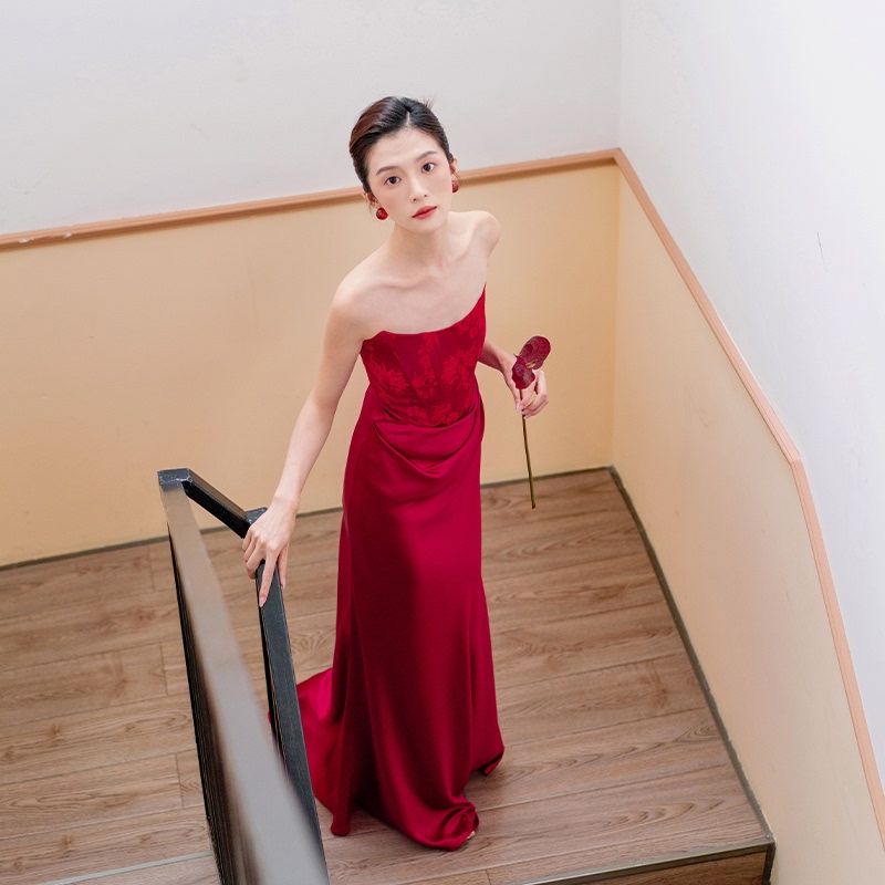 Original Genuine Echo Official Bridal Engagement Dress'Mountain Plum Blossom' Red New Chinese Style Toast Dress Original Genuine Echo Official Bridal Engagement Dress'Mountain Plum Blossom' Red New Chinese Style Toast Dress