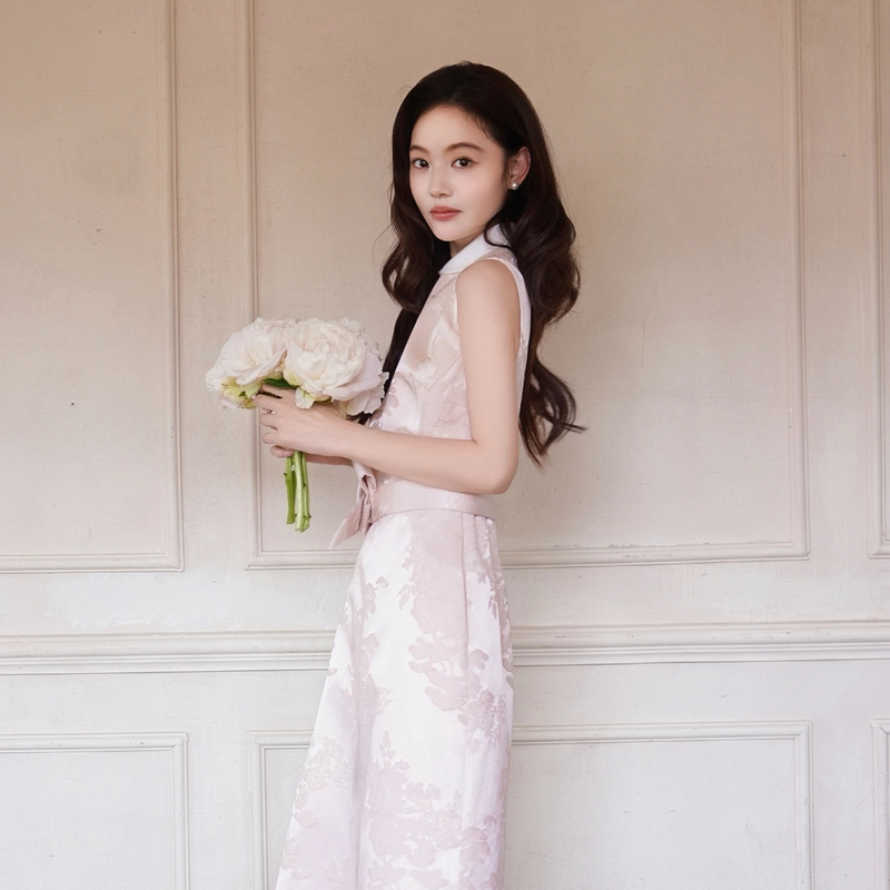 Original Genuine Echo Official Bridal Dress'Hibiscus Face' for Marriage Registration, Engagement, Wedding, and Toast Ceremony
