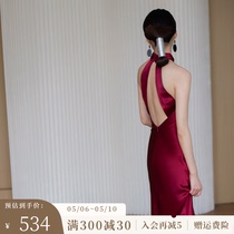 echo bridal 酒红色新中式旗袍敬酒晚礼服裙新娘结婚高级缎面晨袍