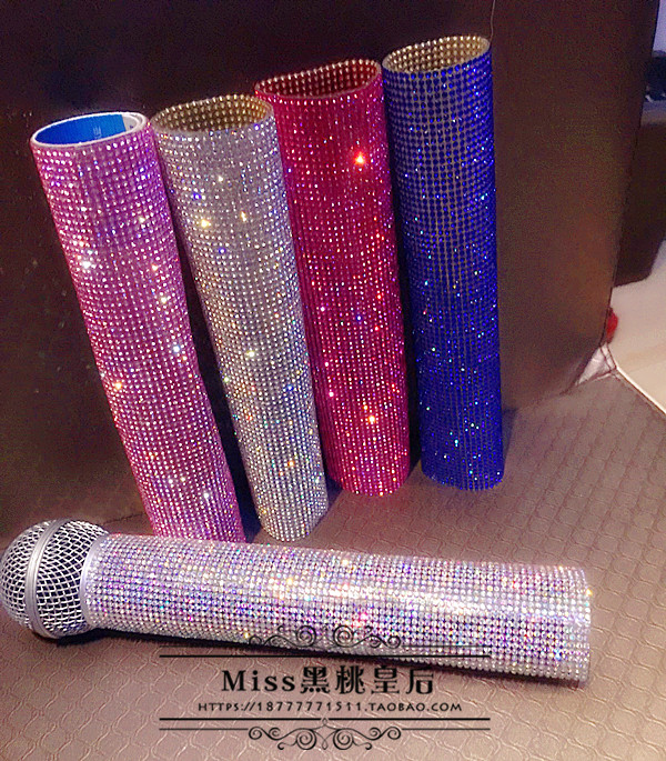 Extravagant Odrill Glass Flash Drilling Microphone Set Professional Mic Sleeve Nightclub Singer Wedding Celebration of Meired Blue