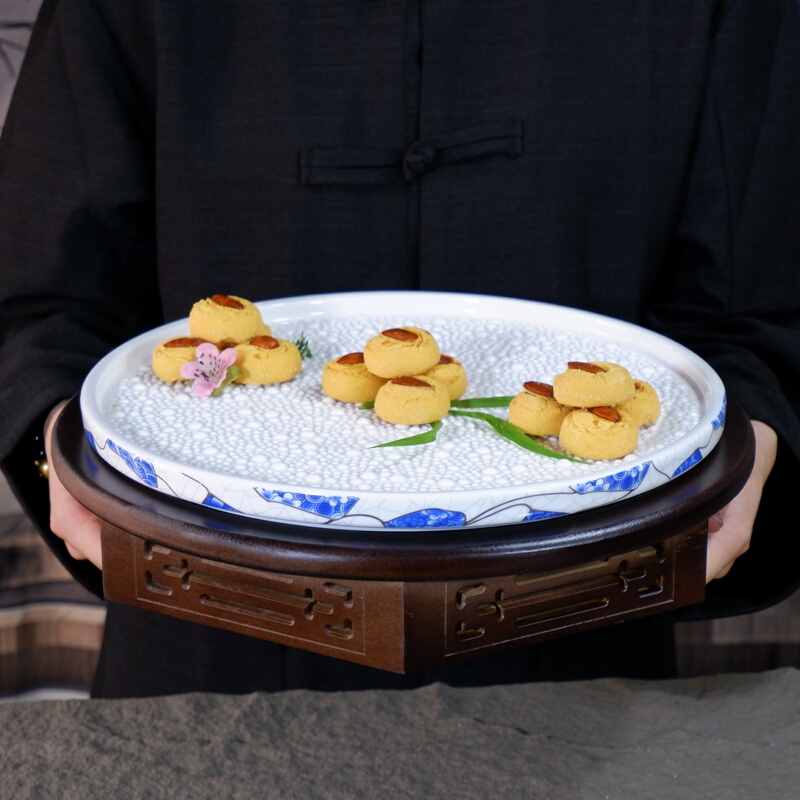 Chinese-Style High-End White Ceramic Artistic Dish Set for Cold Dishes, Creative Dishes, Bamboo and Wood Set, Private Dining, Hotel Tableware