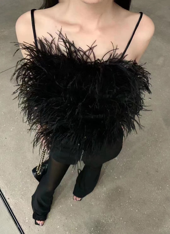 Women's Camisole with Feather Tassels, Sexy and Slimming, Sleeveless Tube Top for Outerwear