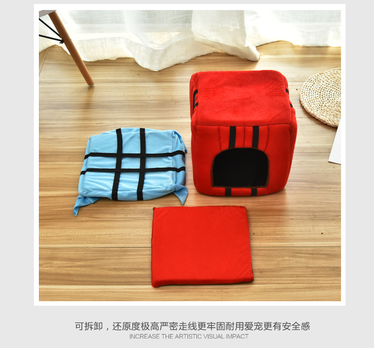 Mèo đỏ tổ bốn mùa phổ quát khép kín mèo nhà mèo biệt thự kiểu nhà Teddy pet doghouse mùa đông ấm áp - Cat / Dog hàng ngày Neccessities 	bát thức ăn cho chó	